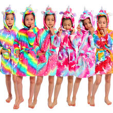 New Autumn Winter Children Sleepwear Robe Flannel Hooded Warm Bathrobe Kids Pajamas For Boys & Girls Lovely Cartoon Animals Robe 2024 - buy cheap