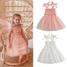 Baby Girls Summer Mesh StitchingCamisole Dress Cute Sweet Straped Princess Bow Dresses Sundress 2024 - buy cheap