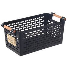 Cesta de plástico para almacenamiento de escritorio, caja de almacenamiento portátil Rectangular para baño, cesta multiusos para desechos de cocina, color negro 2024 - compra barato