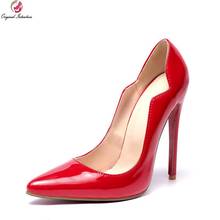 Original Intention Women Pumps Elegant Pointed Toe Thin Heels Pumps Patent Leather Red Nude Black Shoes Woman Plus US Size 3-16 2024 - buy cheap