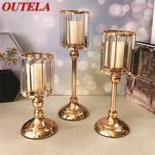 Mesa vela de cristal ouro outela decoração retrô luz de luxo para casa 2024 - compre barato