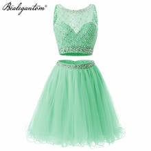 Bealegantom Luxury Two Pieces Short Homecoming Dresses 2021 Mint Sparkling Crystals Bead Mini Graduation Party Prom Gown HD107 2024 - buy cheap