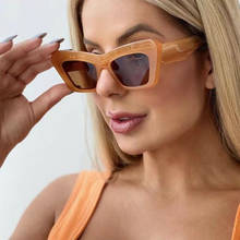 Óculos de sol marca moda tendências 2021 óculos de sol oversized feminino grande quadro luxo designer laranja novos tons quadrados 2024 - compre barato