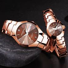 Couple Quartz Watch Tungsten Steel Color Steel Band Wristwatches Luminous Date Week Men Women Waterproof Student Lovers Watch 2024 - buy cheap