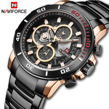 Naviforce relógio masculino de aço inoxidável, relógio de pulso impermeável, de quartzo, marca de luxo com cronógrafo para homens 2024 - compre barato
