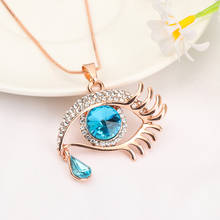 2021 New Rhinestone Necklace Women Vintage Evil Eye Pendant Necklace Link Chain Crystal Sweater Chain Charm Jewelry Gifts 2024 - buy cheap