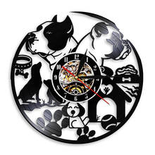 French Bulldog House Pet Vinyl Record Wall Clock Modern Design Home Decor Wall Watch Pet Dog Puppy Animal For Dog Lover Gift 2024 - buy cheap