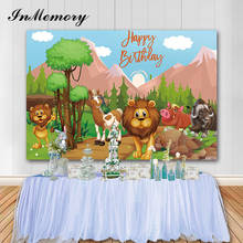 InMemory-fondo fotográfico personalizado para fiesta de cumpleaños de bebé, Banner de Safari de jungla, accesorios de estudio de fotografía 2024 - compra barato