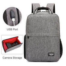 Водонепроницаемый рюкзак из ткани Оксфорд для зеркальной фотокамеры, чехол для ноутбука 14 дюймов с USB-портом, сумка-Трипод для Canon, Nikon, SLR 2024 - купить недорого