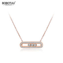 Collar BOBOTUU de acero inoxidable, colgante de plata y oro rosa, collar de diamantes de imitación de cristal, joyería BN18074 2024 - compra barato