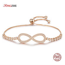 TONGZHE Endless Mens Bracelets 2019 925 Sterling Silver CZ Rose Gold Charm Infinity Tennis Bracelets for Women Jewelry Pulsera 2024 - buy cheap
