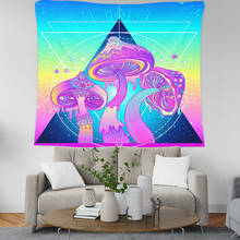 psychedelic tapestry 3d mushroom wall cloth tapestries blanket trangle five star round cycle boho wedding decor wall rug 2024 - buy cheap