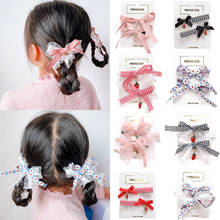 2Pcs/set Boutique Grosgrain Ribbon Printed Bows Hair Rubber Band For Kids Girls Handmade Hair Bows Children Hair Accessories 2024 - buy cheap