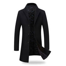 Mens Woolen Coat Men's Winter Fashion Business Wool Jacket Coat Tops Men Casual Thicken Long Overcoat Wool Blends Outerwear Male 2024 - buy cheap