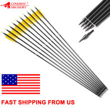 Linkboy Archery Carbon Arrows SP300 400 500 600 700 800 ID6.2MM 4inch Turkey Feather 100gr Tips Compound Recurve Bow 12X Hunting 2024 - buy cheap