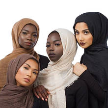 1pcs women plain bubble chiffon scarf hijab wrap printe solid color shawls headband muslim hijabs scarves/scarf 75 colors 2024 - buy cheap