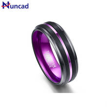 Nuncad 7-12 8MM Black Matte Finish Purple Ggrooved Small Bevel Tungsten Carbide Men's Ring Wedding Jewelry Male 2024 - buy cheap