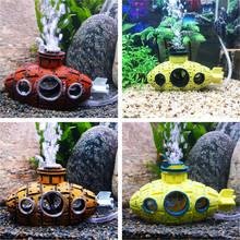 New Fish Tank Submarine Ship Decoration Artificial Aquarium Air Bubble Ship Boat Ornament Hiding Rock Cave Aquarium Accessories 2024 - compra barato