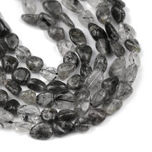 WLYeeS Irregular Black Rutilated crystal Natural Stone beads Gravel Loose Spacer Beads for Jewelry Bracelet Making DIY 4~8mm 15' 2024 - buy cheap