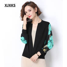Xjxks jaqueta feminina de outono, casaco pequeno de cashmere de malha, com zíper, moderna, 2020 2024 - compre barato