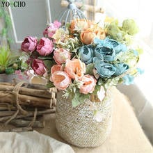 Meldel 1Bunch Artificial Silk Roses Flower Fake Roses 6 Heads Bouquet Craft Wedding Arrangement Home Decoration Imitation Flores 2024 - buy cheap