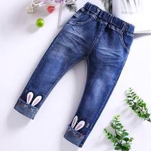 Calças jeans de coelho para meninas de 3 a 8 anos, roupa infantil para crianças pequenas, 6 opções de padrão, primavera e outono, calças jeans 2024 - compre barato
