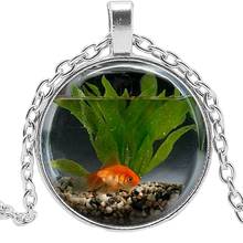 2019 Personality Fashion Charm Goldfish Aquarium Round Pendant Necklace Men and Women Pendant Necklace Jewelry 2024 - buy cheap