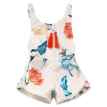 Bebê recém-nascido menina borla macacão crianças sem mangas floral macacão sem costas algodão sunsuit outfits 2024 - compre barato