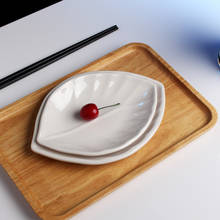 Plato de cocina de melamina Simple para barbacoa, plato japonés con forma de hoja blanca, Sushi, Pasta, carne, ensalada, fruta y postre, vajilla de cocina 2024 - compra barato