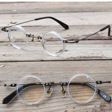 Armações de óculos de acetato 36mm, feitas à mão, vintage, pequenos, redondos, aro completo, unissex, rx 2024 - compre barato