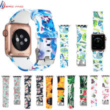 Pulseira de relógio floral de silicone macio para apple watch, para iwatch das séries 1 2 3 4, 38mm 42mm 40mm 44mm 2024 - compre barato