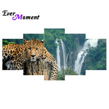 Ever moment pintura de diamante animal leopardo, totalmente quadrado resina broca multiimagem decoração de parede kit de bordado 1m003 2024 - compre barato