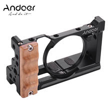 Andoer Metal Aluminum Camera Cage for Sony RX100 VI/VII with Cold Shoe Mount 1/4 Screw Wooden Hand Grip Vlogging Shooting 2024 - buy cheap