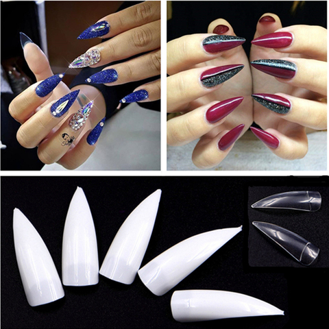 Buy Recuerdame 500pcs Professional False Nails Long Stiletto Nail Art Tips White Clear Half Cover Acrylic Nails Manicure Wholesale In The Online Store Inusa Store At A Price Of 6 62 Usd With