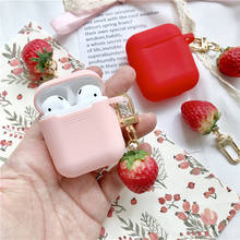 New Cute Pink Silicone Earphone Case For Apple Airpods Case Headphones Cases for Airpods Protect Cover Sweet Strawberry Keychain 2024 - compre barato