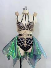 Sparkly party girl jazz dance wear stage outfits Sexy singer bikini nightclub bar dj costume 2024 - buy cheap