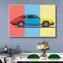 Постер Porsche 911 в стиле Энди вархола, классический автомобиль Carrera Turbo с водяным охлаждением, настенные художественные принты, домашний декор, холщовая плавающая рамка 2024 - купить недорого