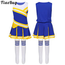 Kids Teens School Girls Cheerleading Uniform Sleeveless Tops with Pleated Skirt Socks Outfit Stage Performance Dance Costume 2024 - buy cheap