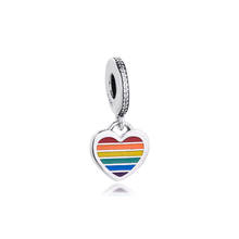 Fits Pandora 925 Original Bracelet Rainbow Heart Charms Sterling Silver Beads For Jewelry Making Pulseras Perle 2024 - buy cheap