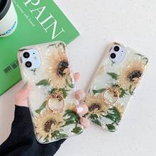 Retro Sunflower Floral Ring Case For iPhone 11 12 Pro Max XS Max 7 8 Plus TPU Dream Shell Cover For iPhone 12 11 Pro XR XS Max X 2024 - buy cheap