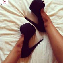 Оригинальные модные стильные женские туфли-лодочки с открытым носком на высоком каблуке, черные женские туфли-лодочки, большие размеры 4-20 2024 - купить недорого