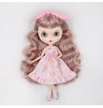 Ropa de muñeca BJD adecuada para con Blythes, tamaño 1/6, vestido con estampado rosa de dibujos animados, accesorios para muñecas 2024 - compra barato