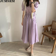 2020 Summer New Women Dress Sundress Short Sleeve Korean Sweet Cute Dress Retro Plus Brief Waist-Controlled Mid-Length Dresses 2024 - buy cheap