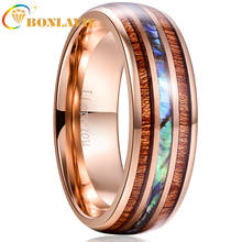Engagement Anniversary Ring Gift 8MM Width 2.3MM Thick Rose Gold Inlay Acacia Abalone Shell Men Women Tungsten Steel Ring 2024 - buy cheap