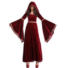 Disfraz de juego de bruja para Halloween, Vestido largo de estilo Retro europeo, vino tinto, Vampire 2024 - compra barato