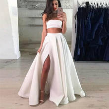 Sexy High Split Long Skirt Ivory Off White Floor Length Maxi Skirts Womens Pleated Formal Party Skirt for Prom High Quality Gown 2024 - buy cheap