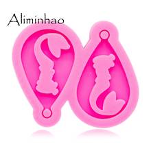 Dy0350 brincos de silicone brilhantes, l/m/s, cauda de sereia, molde diy, unicórnio, epóxi, joias da moda, para garotas 2024 - compre barato