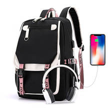 Women Backpack School Bags for Teenage Girls Black Pink Cool Patchwork Large Capacity Bagpack Youth USB Charging Back Pack 2024 - buy cheap