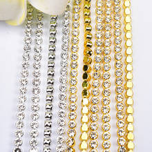 1 yard Gold/silver Base Glass Rhinestone Dense Claw Chain for Clothes Bags Shoes 2024 - buy cheap