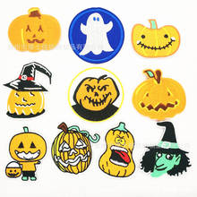 50pcs/lot Embroidery Patches  Halloween Pumpkin Witch Clothing Decoration Accessories Diy Iron Heat Transfer Applique 2024 - buy cheap